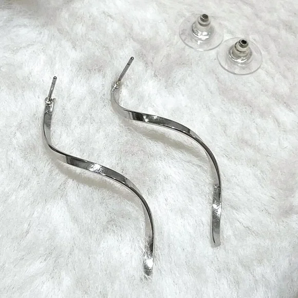 Any 2/$20! Silver Drop Swirl Stud Earrings - Picture 6 of 8